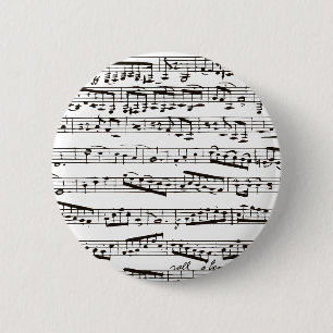 Badge Rond 5 Cm Notes musicales noires et blanches