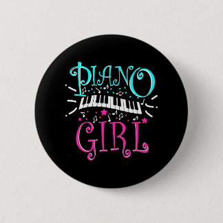 Badge Rond 5 Cm Notes musicales Piano Girl Pianist