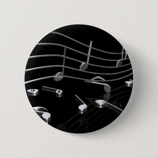 Badge Rond 5 Cm Notes, musique, noir (Devant)