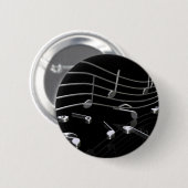 Badge Rond 5 Cm Notes, musique, noir (Devant & derrière)
