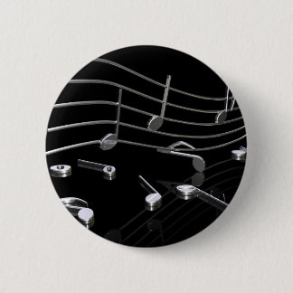 Badge Rond 5 Cm Notes, musique, noir