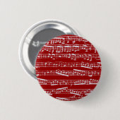 Badge Rond 5 Cm Notes rouges de musique (Devant & derrière)