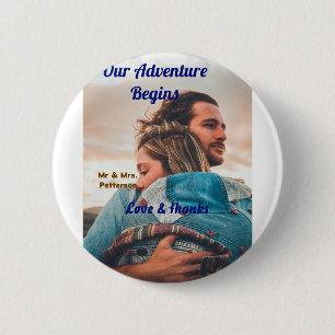 Badge Rond 5 Cm Notre aventure commence ajoutez photo de couple am