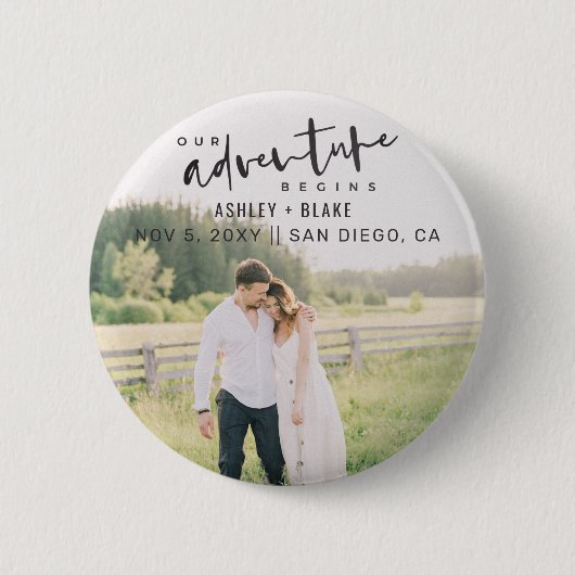 Badge Rond 5 Cm Notre aventure commence Script Photo Enregistrer l (Devant)