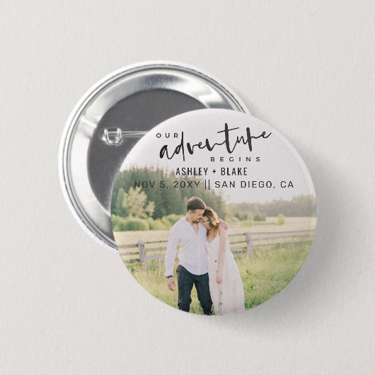 Badge Rond 5 Cm Notre aventure commence Script Photo Enregistrer l (Devant & derrière)