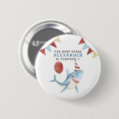 Badge Rond 5 Cm Notre Bébé Requin 1er Anniversaire sous la mer (Devant & derrière)