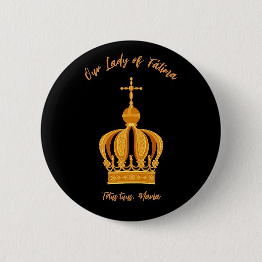 Badge Rond 5 Cm Notre-Dame de Fatima couronne (Devant)