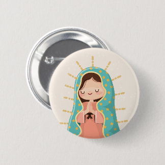 Badge Rond 5 Cm Notre-Dame de Guadalupe Style Kawaii