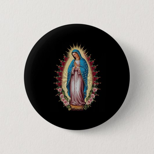 Badge Rond 5 Cm Notre-Dame De Guadalupe Vierge Marie (Devant)