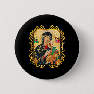 Badge Rond 5 Cm Notre Dame De L'Aide Perpétuelle Béni Mère Mary Ch