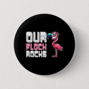 Badge Rond 5 Cm Notre Flamant rose Flock Rocks