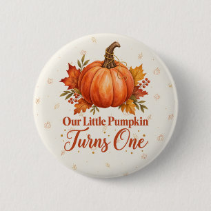 Badge Rond 5 Cm Notre Petit Citrouille Fête Son Premier Anniversai