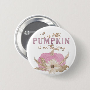 Badge Rond 5 Cm Notre Petit Citrouille - Rose