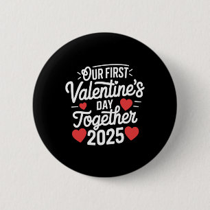 Badge Rond 5 Cm Notre premier jour de la Saint-Valentin ensemble S