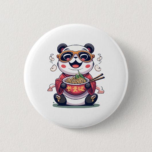 Badge Rond 5 Cm Nouilles de Panda (Devant)