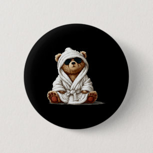 Badge Rond 5 Cm Nounours ours en peluche cool en robe de chambre p