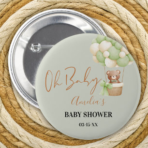 Badge Rond 5 Cm Nounours vert neutre Oh Bébé Ballon