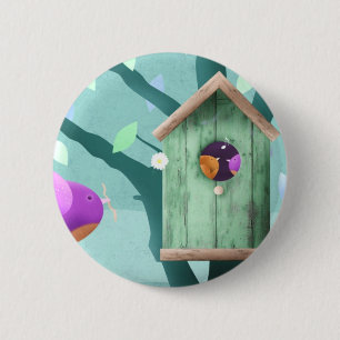 Badge Rond 5 Cm Nourriture de ligne aérienne d'oiseaux - insignes