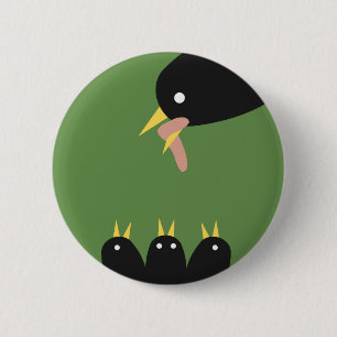 Badge Rond 5 Cm Nourriture d'oiseaux Jeune