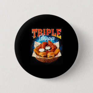 Badge Rond 5 Cm Nourriture Rapide Hamburger Nugget De Poulet Gourm