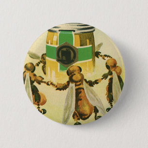 Badge Rond 5 Cm Nourriture vintage, Abeilles de Miel Bio Dancing J