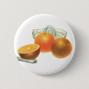 Badge Rond 5 Cm Nourriture vintage Fruit, Oranges mûres Juicer Pet