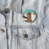 Badge Rond 5 Cm Nous, Groupe Ours Nus Hug (En situation)