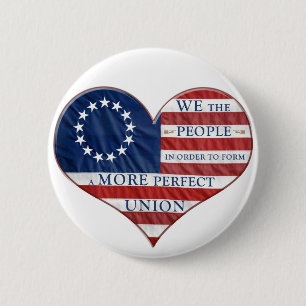 Badge Rond 5 Cm Nous le peuple American Flag Heart