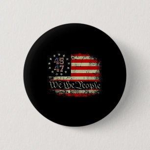 Badge Rond 5 Cm Nous Le Peuple Distressé Drapeau Rétro 45 47 Trump