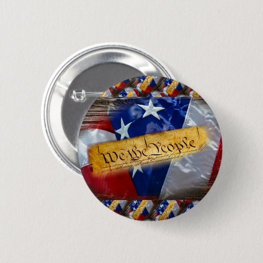 Badge Rond 5 Cm Nous Le Peuple Drapeau Américain (Devant & derrière)