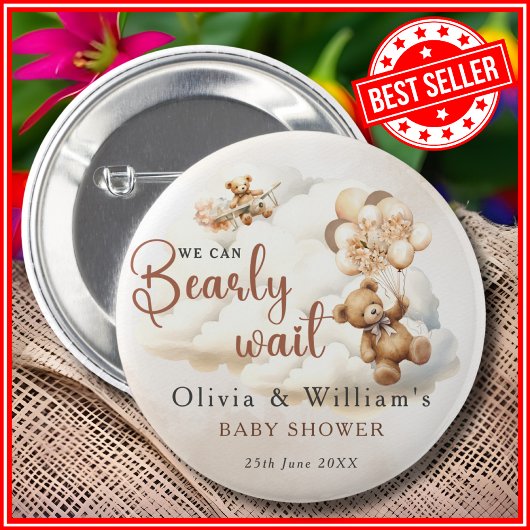 Badge Rond 5 Cm Nous pouvons attendre Boho Baby shower neutre genr