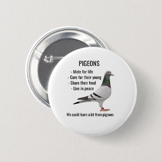 Badge Rond 5 Cm Nous pouvons en apprendre beaucoup sur les pigeons (Devant & derrière)
