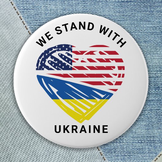 Badge Rond 5 Cm Nous Sommes Avec Ukraine USA American Flag Heart