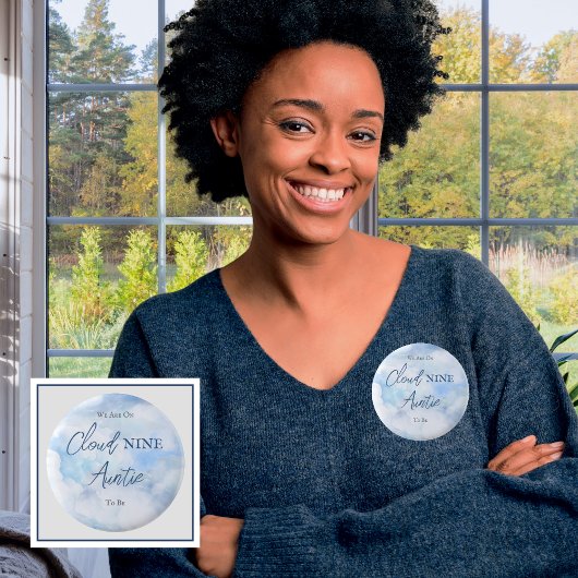 Badge Rond 5 Cm Nous Sommes Sur Cloud Neuf Blue Boy Baby shower Ta