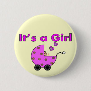 Badge Rond 5 Cm Nouveau bébé "c'est des cadeaux d'une fille"
