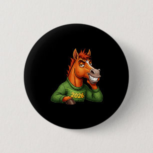 Badge Rond 5 Cm Nouveau Cheval Lunaire Festif Dessin Animé Premium