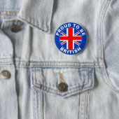 BADGE ROND 5 CM NOUVEAU ! ! - FIER D'ÊTRE BRITANNIQUE NIP BACK BAD (En situation)