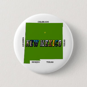Badge Rond 5 Cm Nouveau Mexique Plan Plan Texte Photo