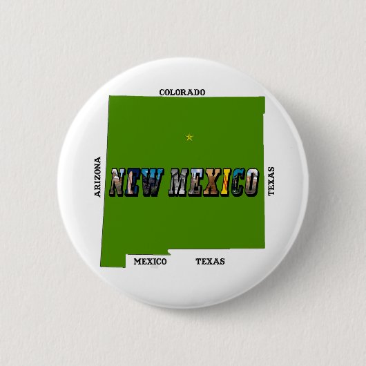 Badge Rond 5 Cm Nouveau Mexique Plan Plan Texte Photo (Devant)