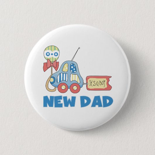Badge Rond 5 Cm Nouveau papa de voiture c'est un garçon (Devant)