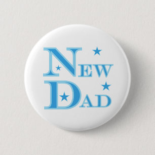 Badge Rond 5 Cm Nouveau papa des textes bleus