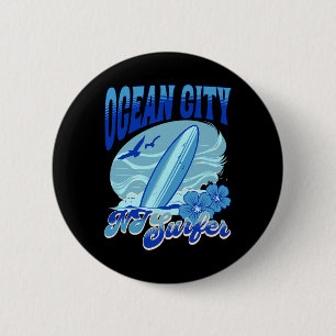 Badge Rond 5 Cm Nouveau surfeur du New Jersey Ocean City Nj Surfin