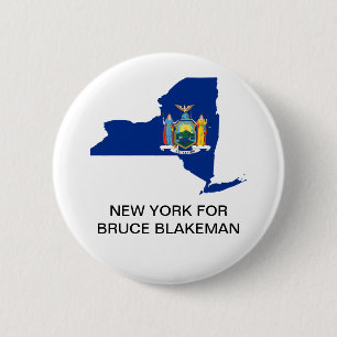 BADGE ROND 5 CM NOUVEAU YORK POUR BRUCE BLAKEMAN GOUVERNEUR BOUTON