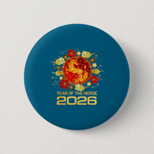 Badge Rond 5 Cm Nouvel An chinois 2026 Année du Cheval Nouvel An l