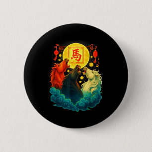 Badge Rond 5 Cm Nouvel An chinois 2026 Année du Cheval Nouvel An l