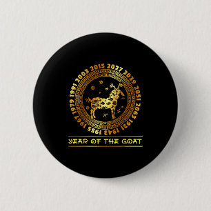 Badge Rond 5 Cm Nouvel An Chinois de la Chèvre Année du zodiaque c