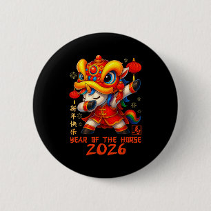 Badge Rond 5 Cm Nouvel An chinois de l'année du cheval 2026 Nouvel