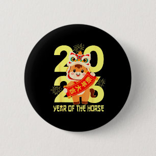 Badge Rond 5 Cm Nouvel An lunaire chinois 2026 Année du Cheval Zod