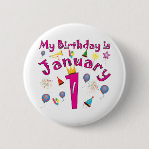 Badge Rond 5 Cm Nouvelle année anniversaire du 1er janvier