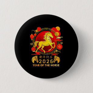 Badge Rond 5 Cm Nouvelle année chinoise 2026 Année du cheval Bonne